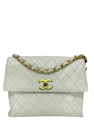 CHANEL QUILTED NYLON Chain Leather Logo Tote Shoulder Bag