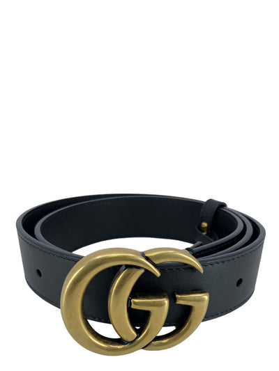 Gucci Gucci Leather Belt GG Buckle Black/Gold