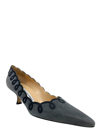 Manolo Blahnik Listony Leather Low-Heel Pumps Size 8.5 - Consigned