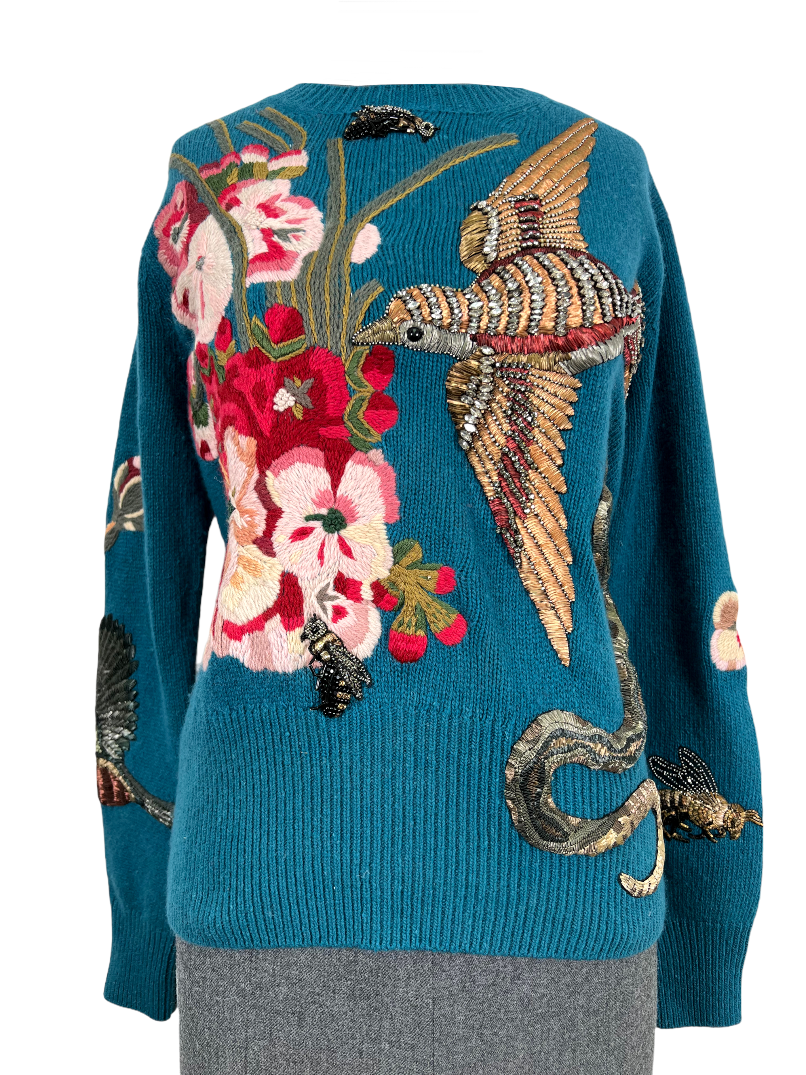 Gucci Embroidered Embellished Wool Sweater Size M - Consigned Designs
