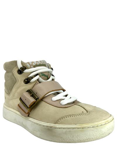 Louis Vuitton Off White Monogram Suede And Leather Cliff Top Wedge