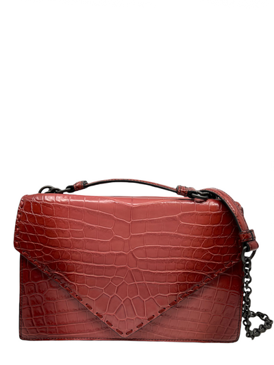 Bottega Veneta Bag Knot Crocodile Clutch Woven Silver Details – Mightychic