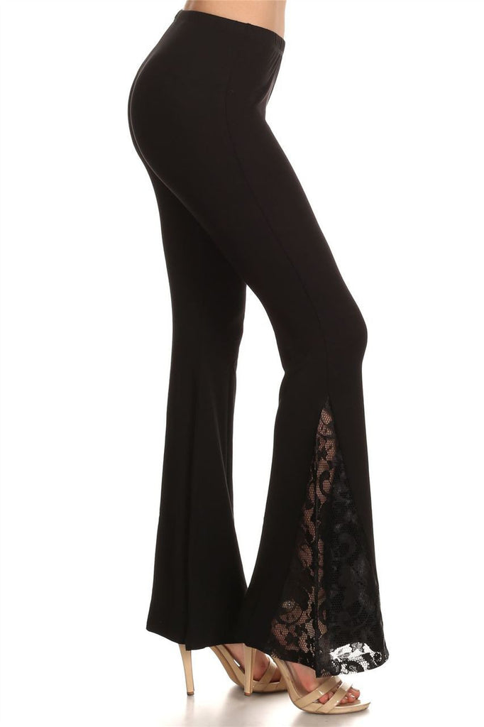 Bell Bottoms Yoga Pants Black Lace Detailed Flare | Zoozie LA