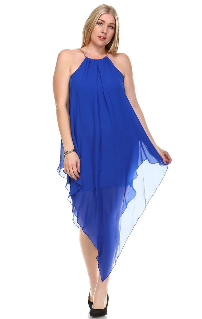 blue and gold plus size dress