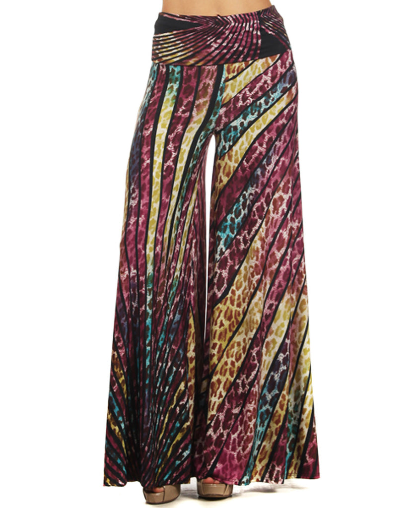 Beautiful Striped Leopard Cheetah Palazzo Pants Purple | Zoozie LA