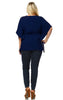 Plus Size Shirt Embroidered Detail String Waist Navy