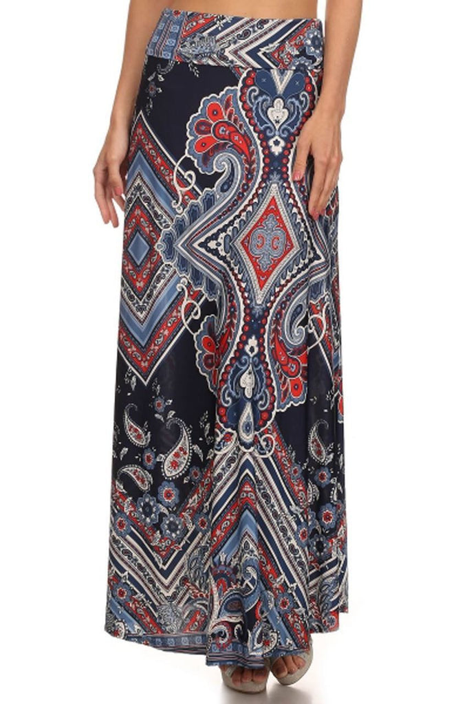 Maxi Skirt Elegant Paisley Goddess Blue | Zoozie LA