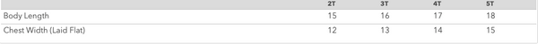 Toddler Shirt Measurement Sizes