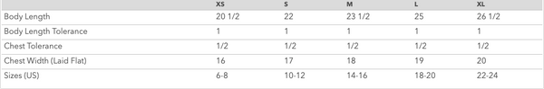 Youth Shirt Size Measurements