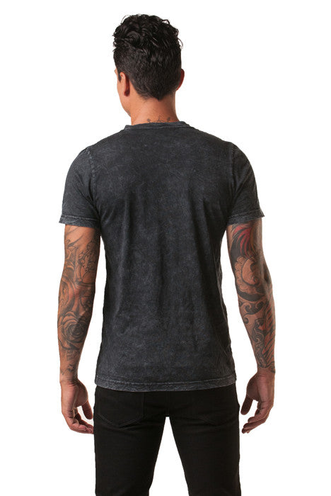 Poseidon Black Mineral Wash V-Neck Cotton Tee – denimkratos