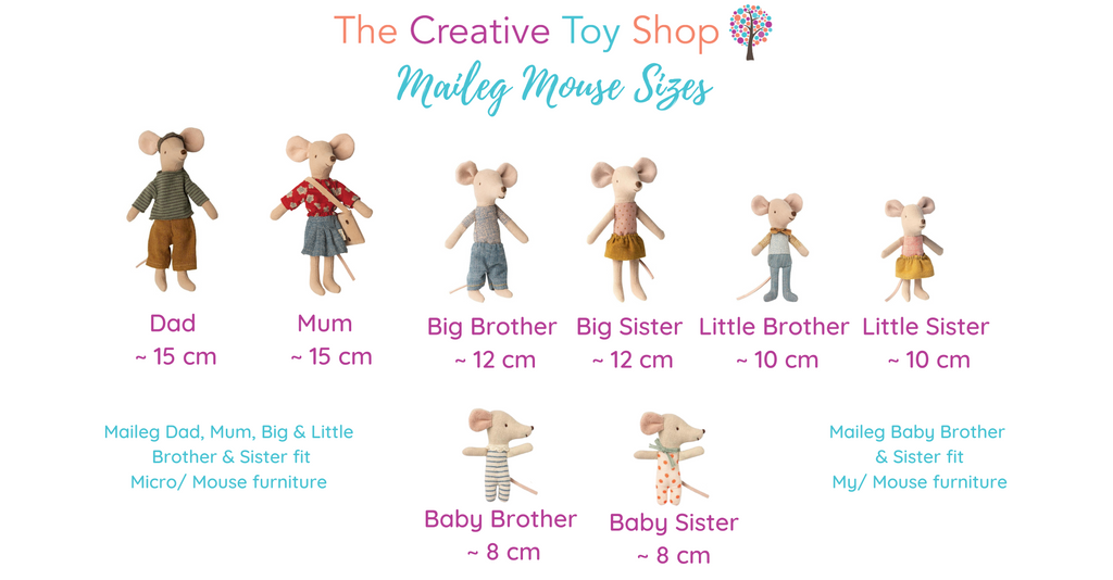 Maileg Mouse Chart & Guide to sizing
