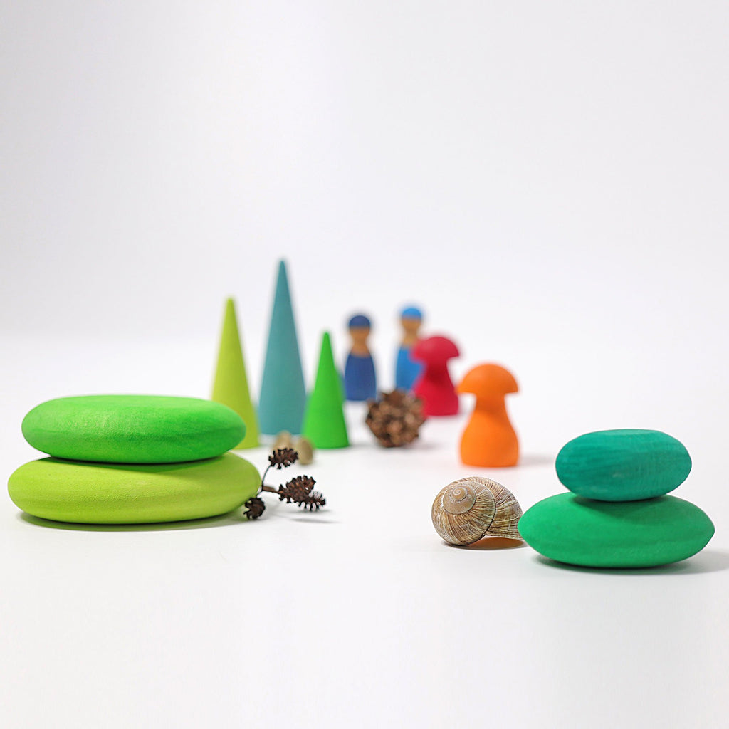 Grimm's - Building Set Pebbles - Moss – The Creative Toy Shop