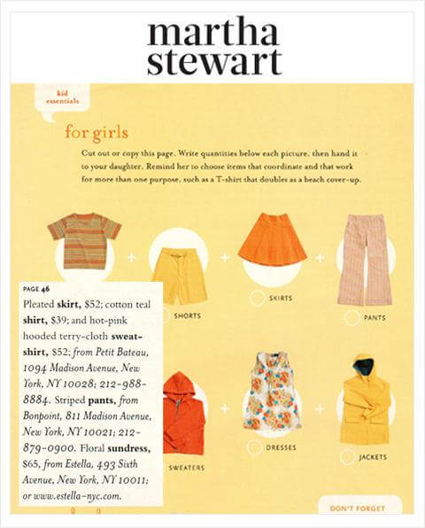 Kinderkleidung von Estella im Martha Stewart Magazin