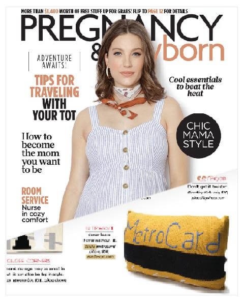 Nursery Decor Pillow by Estella featured in 'Pregnancy & Newborn" magazine 