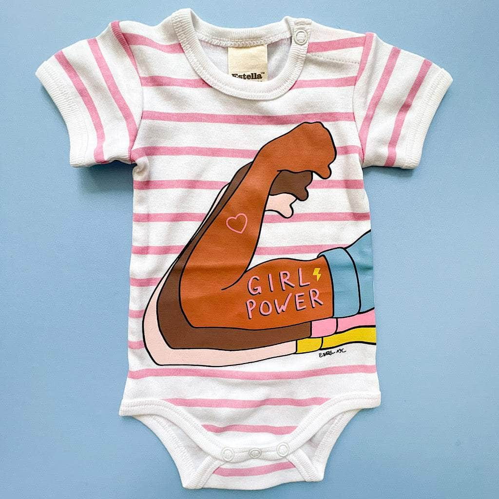 Image of Organic Baby Onesie, Girl Power Stripes