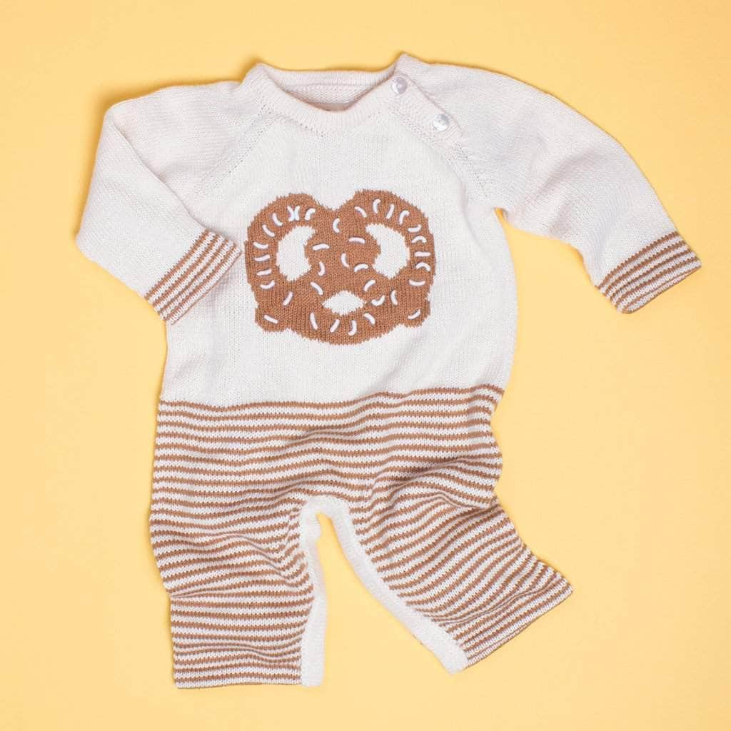 Image of Organic Baby Romper, Long Knit - Pretzel