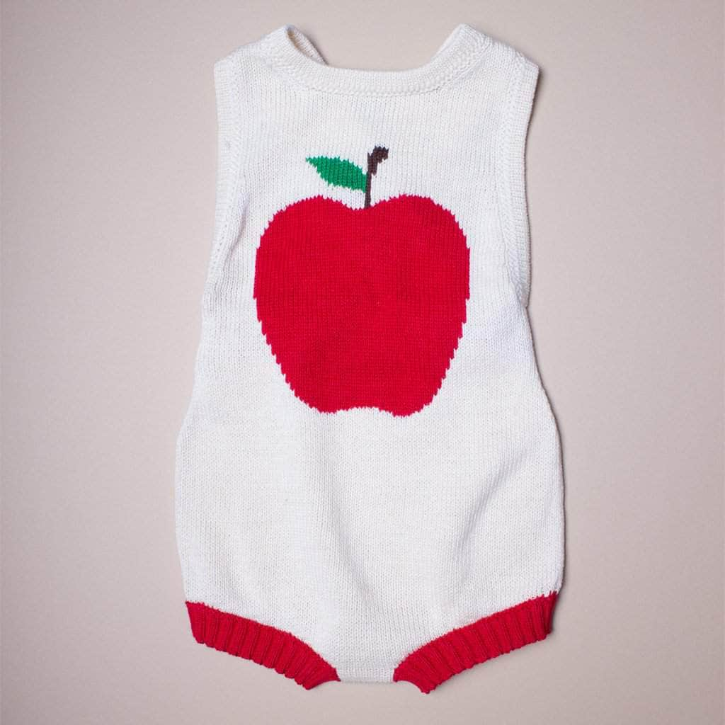 Image of Organic Baby Romper, Sleeveless Knit - Apple