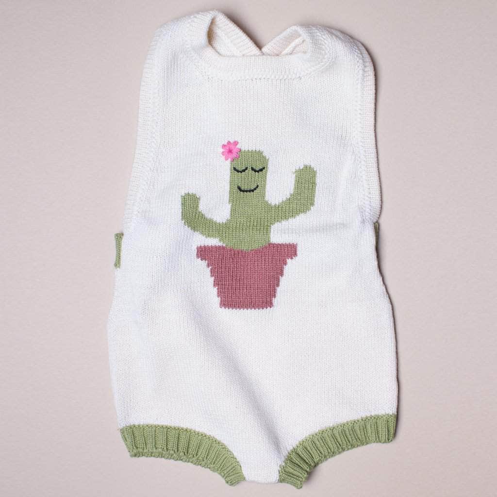 Image of Organic Baby Romper, Sleeveless Knit - Cactus