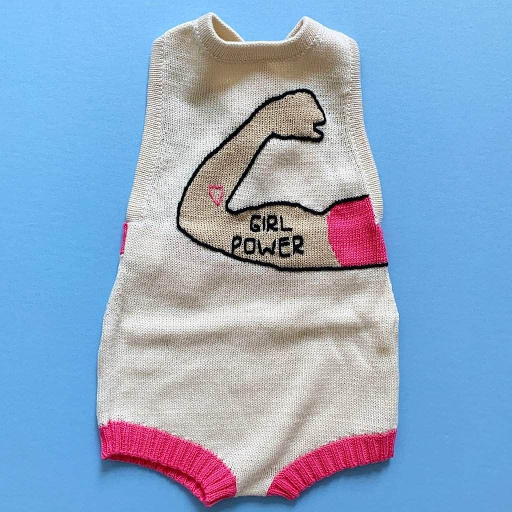 Image of Organic Baby Romper, Sleeveless Knit - Girl Power