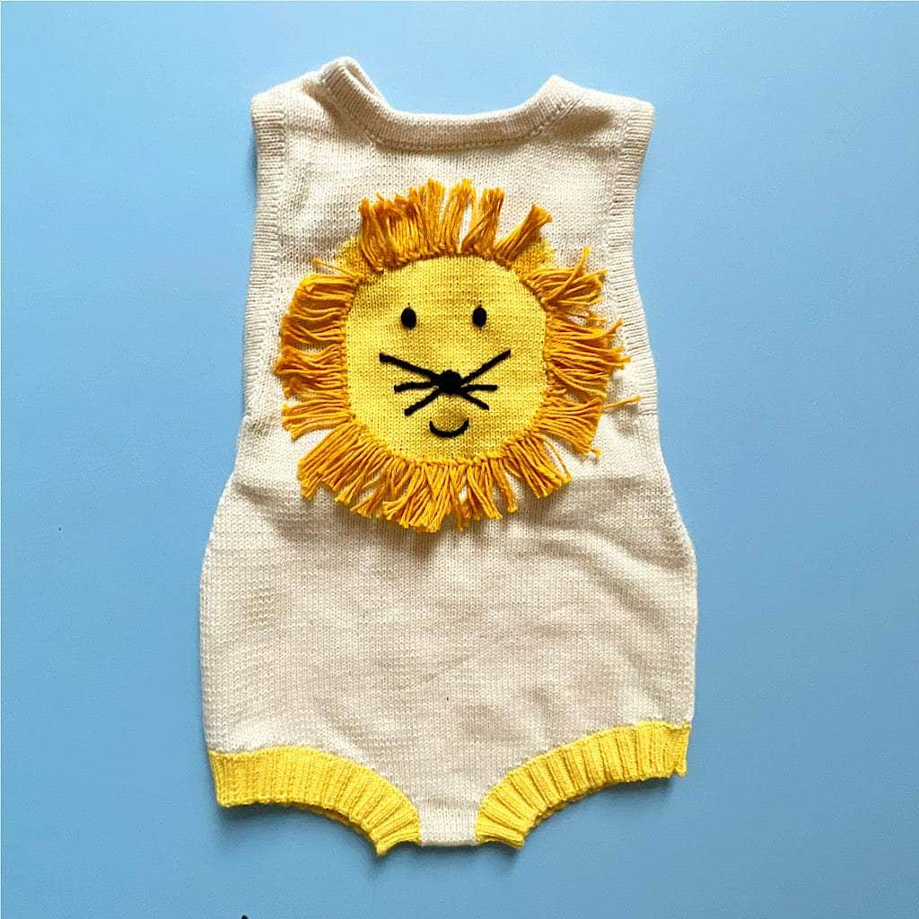 Image of Lion Knitted Baby Onesie, Organic