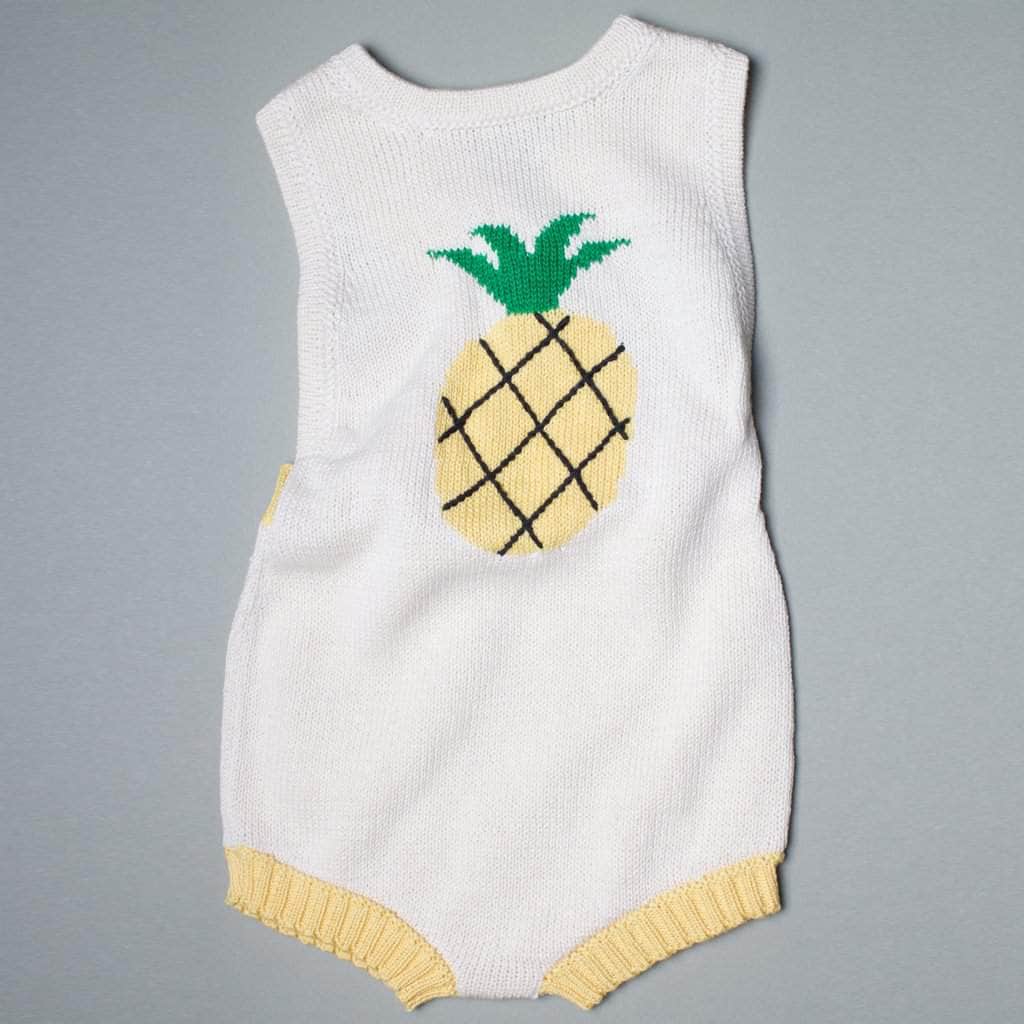 Image of Organic Baby Romper, Sleeveless Knit - Pineapple