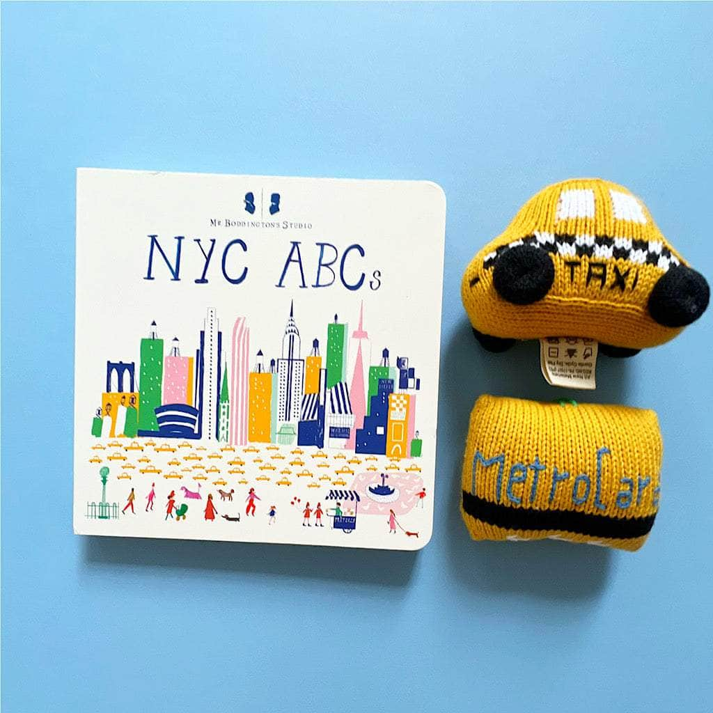 Image of Baby Gift Set-NYC ABCs Book & Organic NYC Taxi and Metro Baby Rattles