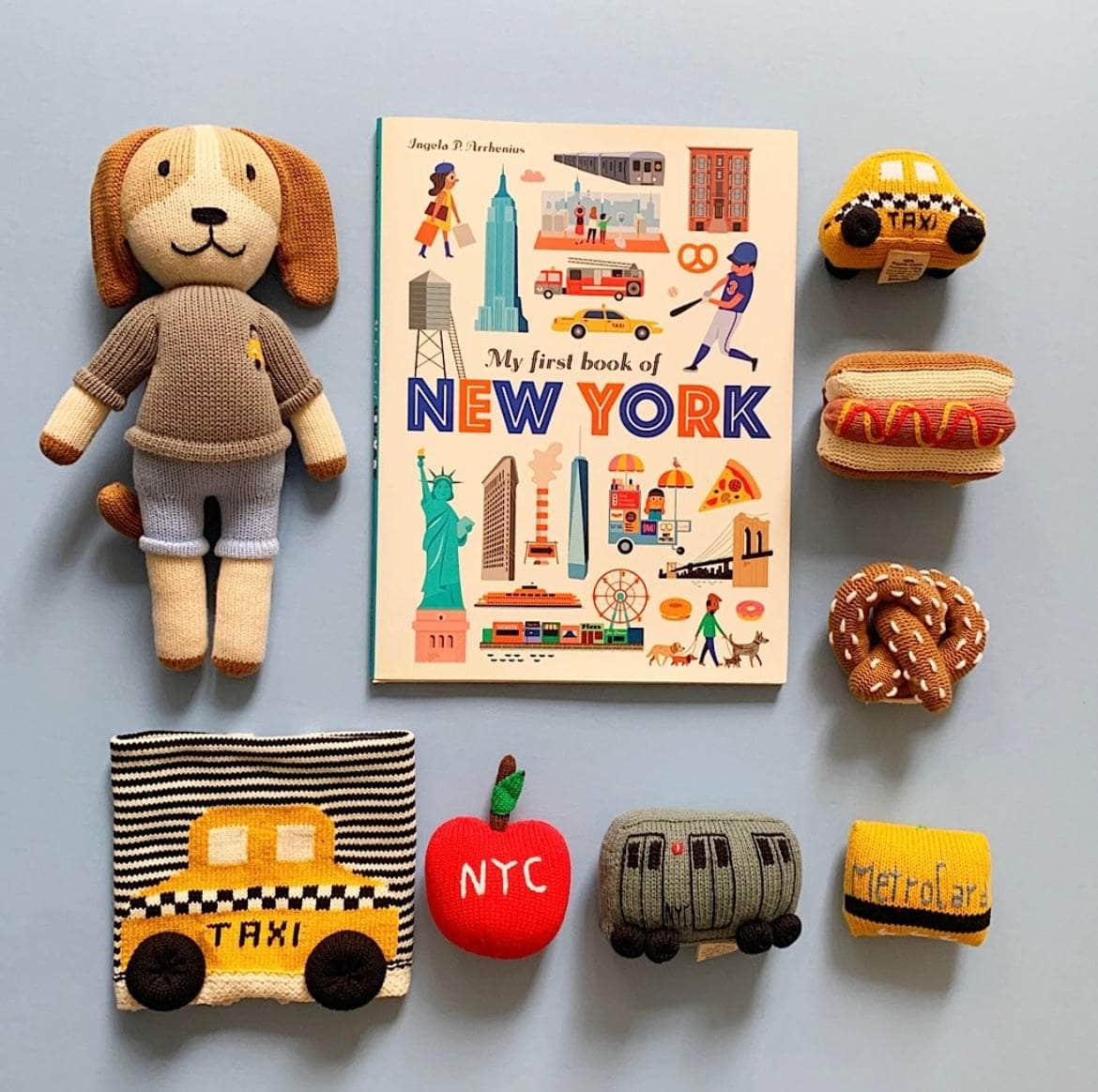 Image of Organic Baby Gift Set | NYC Book, Doll, Lovey & 6 Rattles