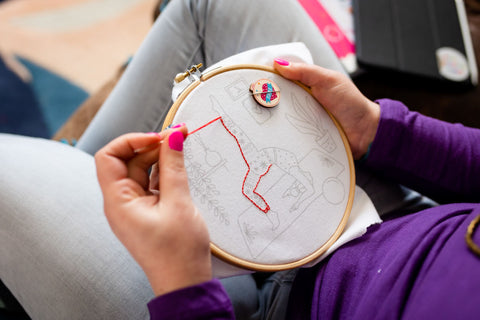 Hawthorn Handmade Woman Stitching Embroidery Hoop