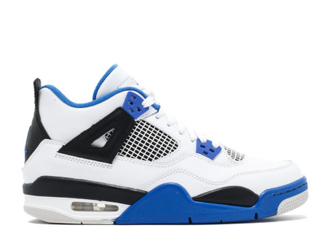 black white and blue jordan 4s