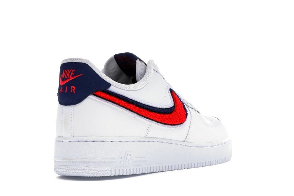 air force 1 low 3d chenille swoosh white red blue