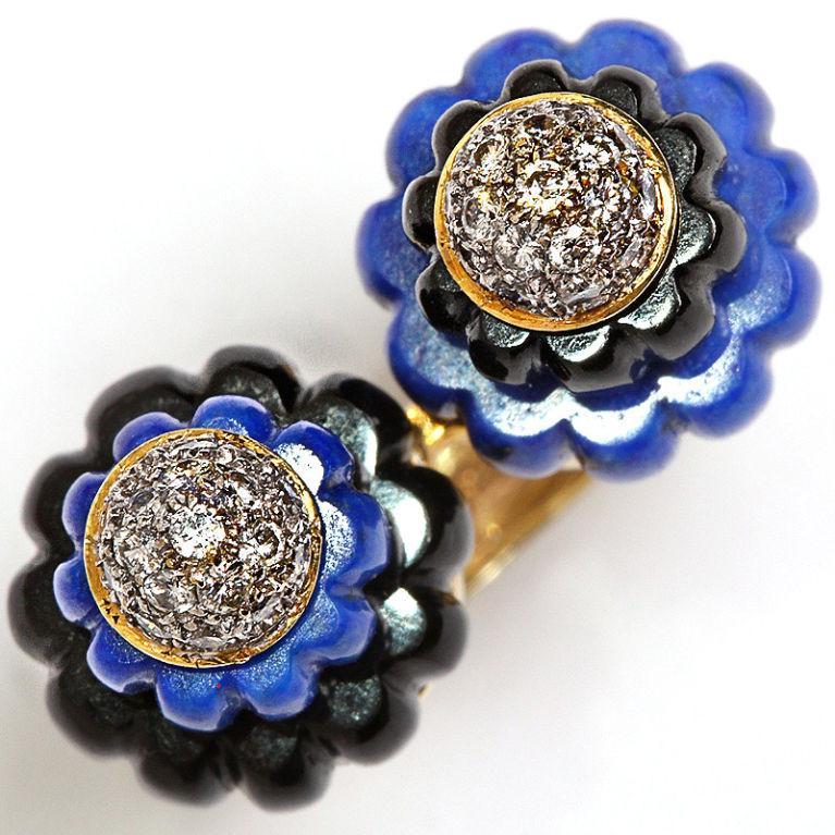 Vintage Diamond & Lapis Lazuli Twin Minarets Ring