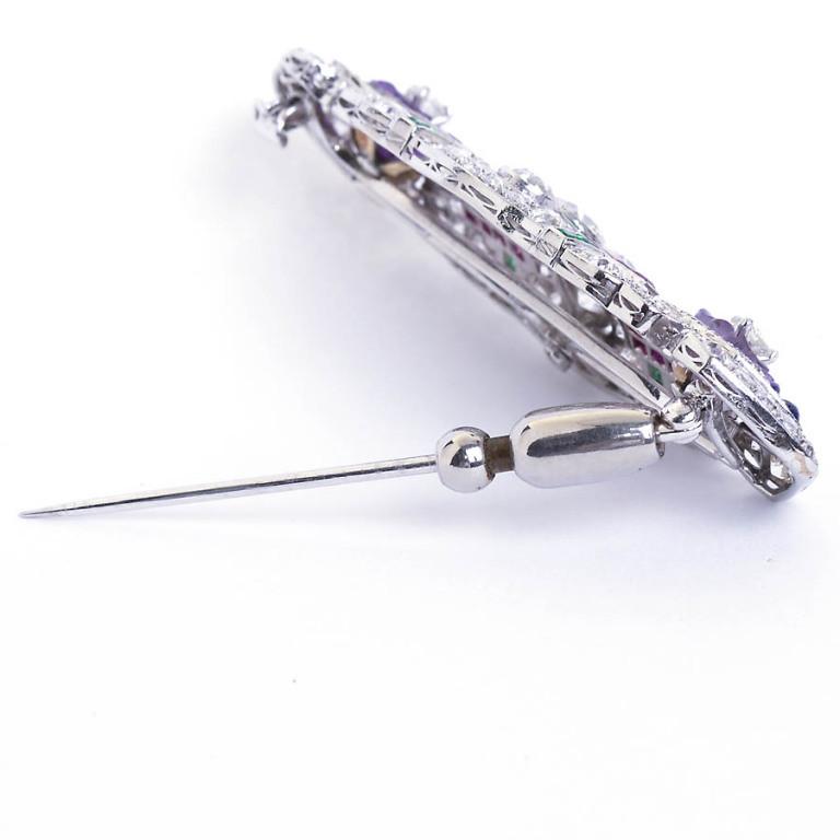 Art Deco Diamond Multi-gem Brooch