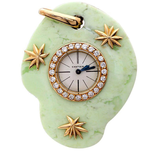Cartier Paris Rare Art Deco Jade Pocket Watch Pendant by Edmond Jaeger ...