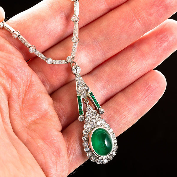 emerald cabochon pendant