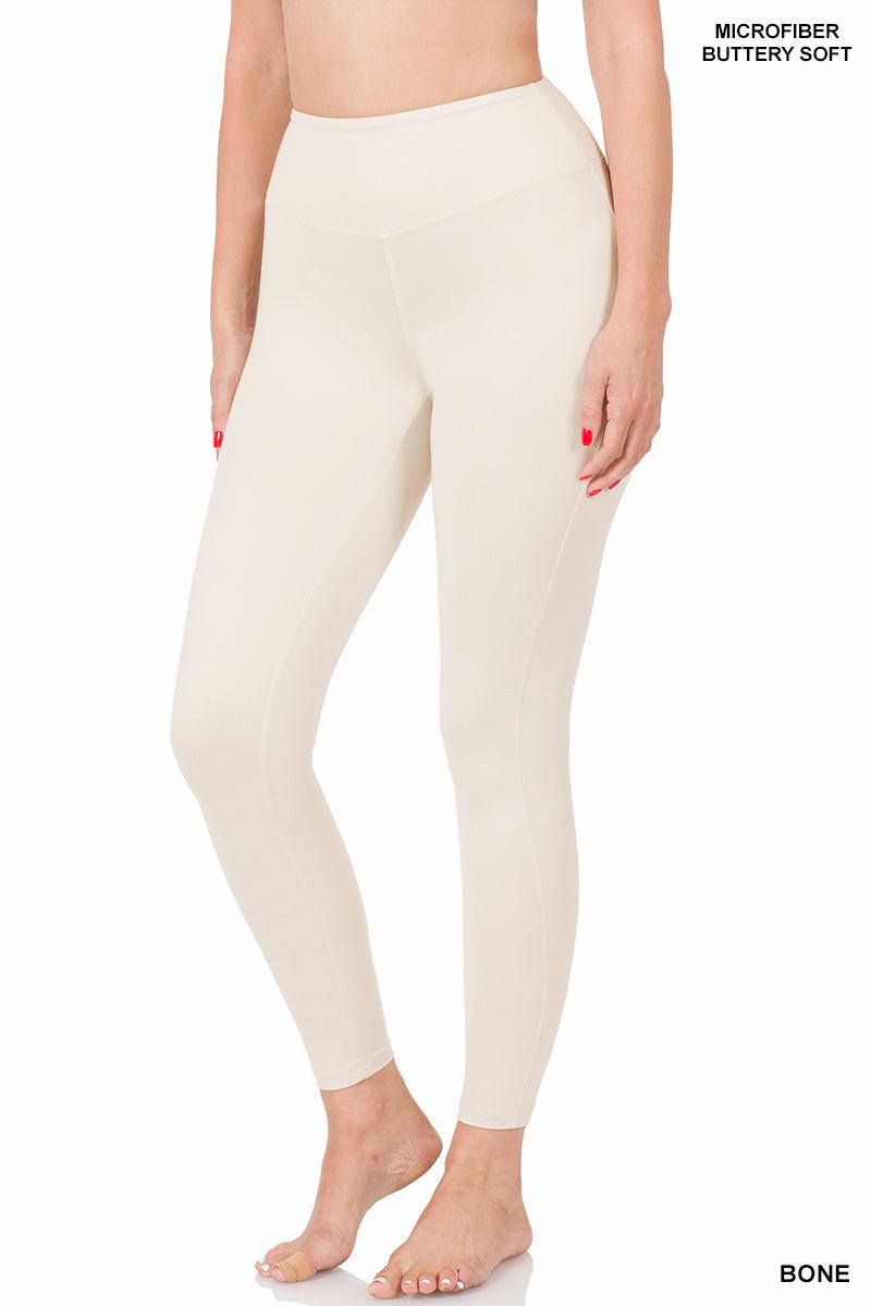 ZENANA, Mineral Washed Wide Waistband Moto Leggings