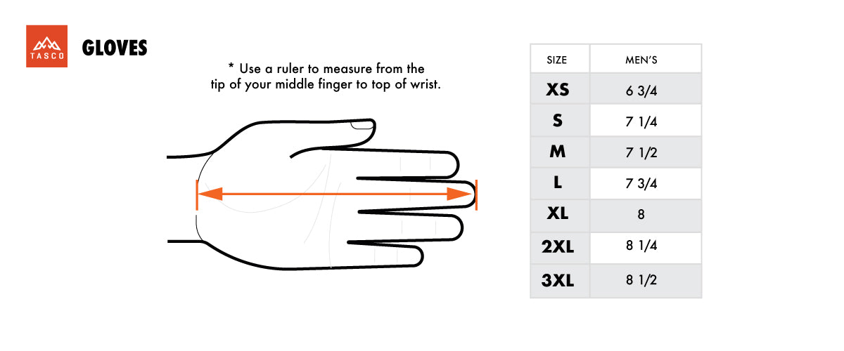 TASCO Gloves Size Chart