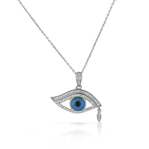 TearDrop Evil Eye Necklace Sterling Silver