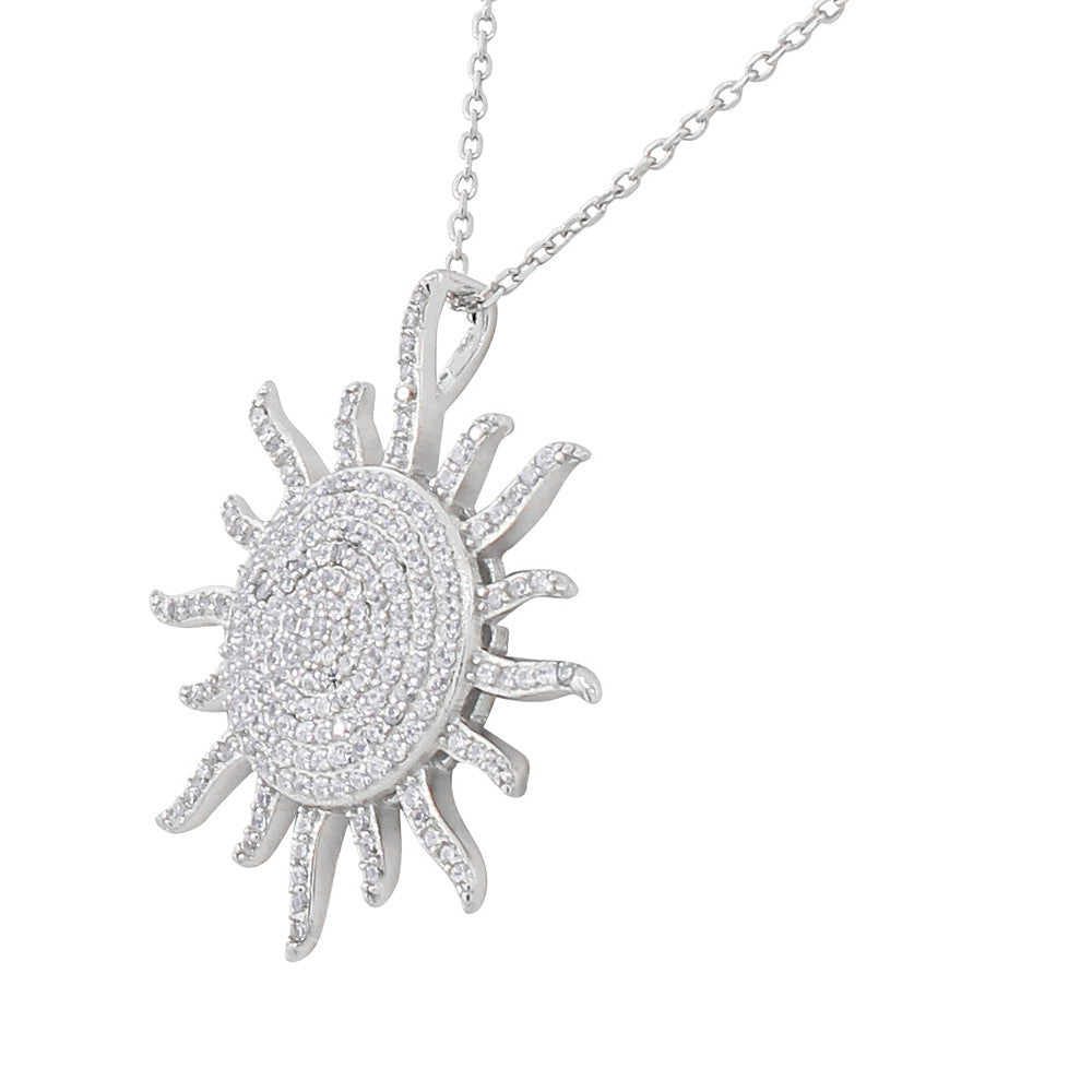 Sterling Silver Sun Necklace Pendant 925 Cubic Zirconia – My Daily Styles