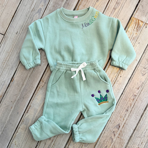 Kids Mardi Gras Embroidered Sweatsuit-yellow – jeantherapy