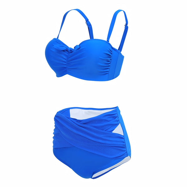 'Amanda' High Waist Bikini -Blue | Bikini Genie