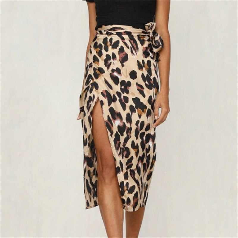 leopard print wrap skirt