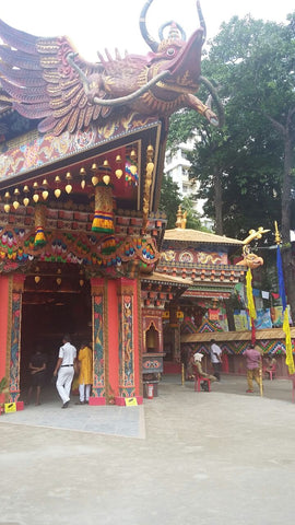 Pandal designed to look like a Buddhist temple