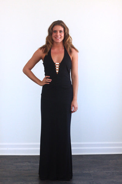 black halter gown