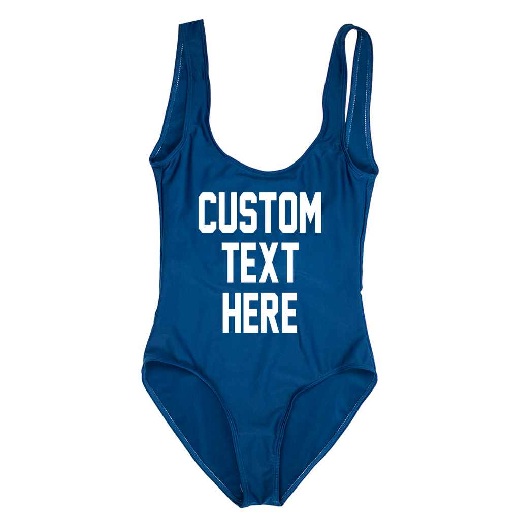 custom text one piece swimsuit