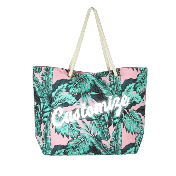 Custom Pink Palm Leaf Print Large Tote Bag – ADashOfChic