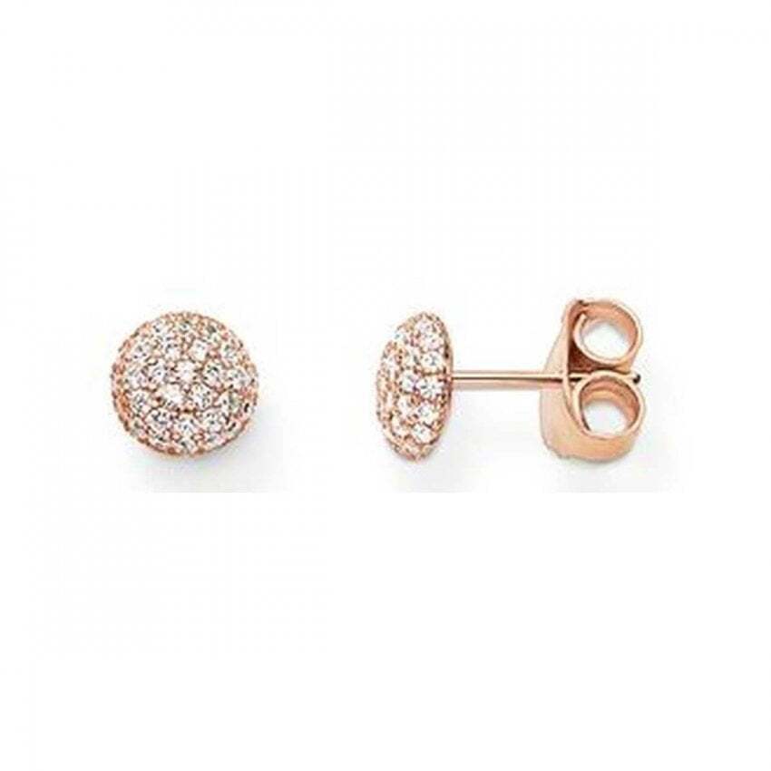  Thomas Sabo Silver Rose Gold Plated Clear Cubic Zirconia Round Studs H1810-416-14