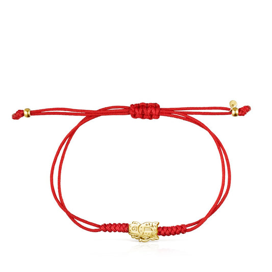 Tous Chinese Horoscope Dog Bracelet in Gold and Red Cord 918431090 –