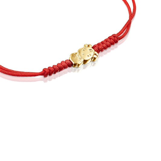 Tous Chinese Horoscope Rooster Bracelet in Gold and Red Cord 918431070 –