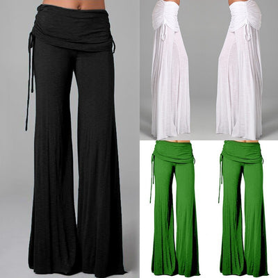 Pure Color Low Waist Yoga Wide-legs Long Pants Beach Pants, Meet Yours  Fashion