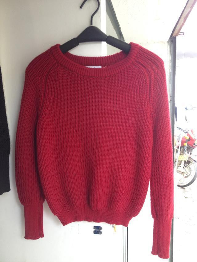 Pullover Loose Scoop Retro Bold Lines Sweater